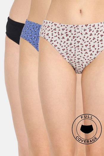 Buy Rosaline Radiant Dream Medium Rise Full Coverage Bikini Panty (Pack of 3) - Multicolor